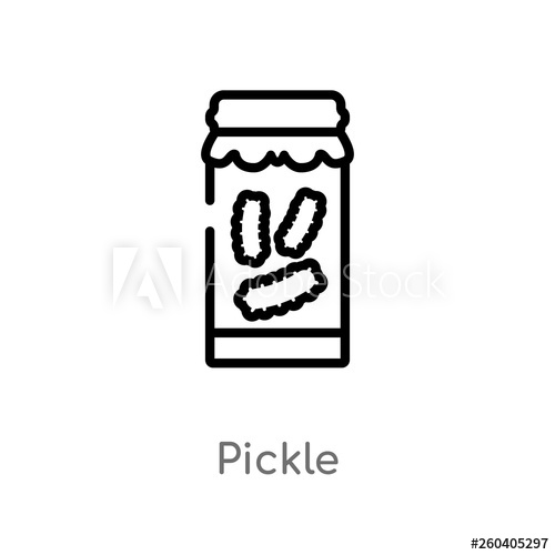 500x500 Outline Pickle Vector Icon Isolated Black Simple Line Element