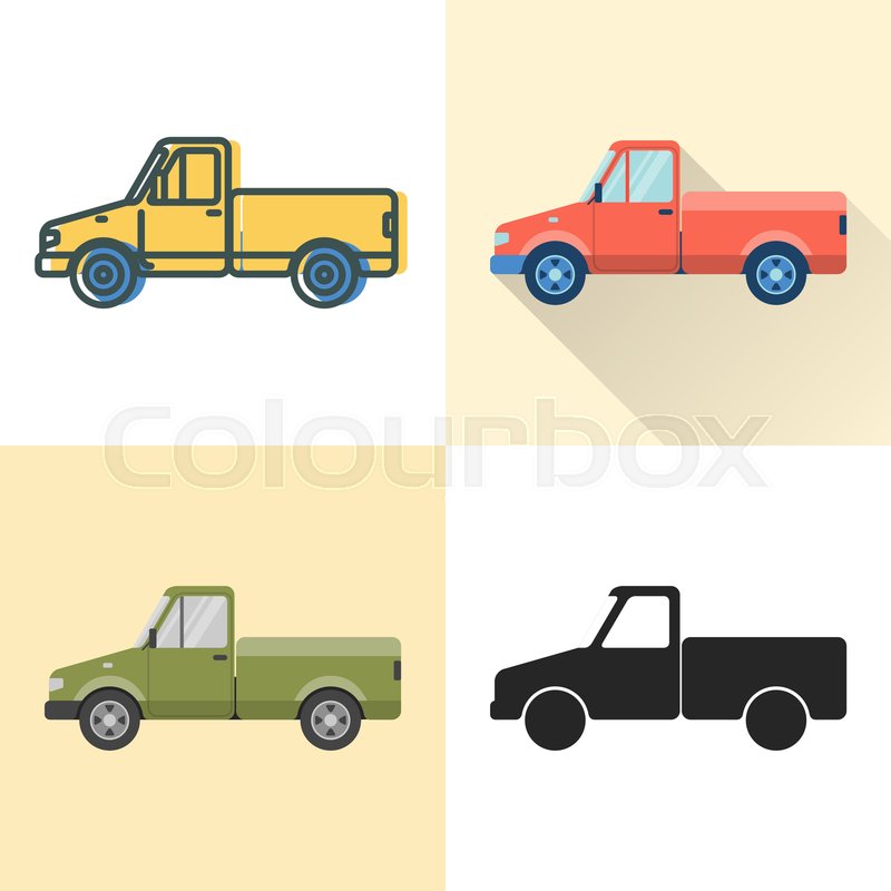 800x800 Pickup Truck Icon Set In Flat And Line Stock Vector Colourbox
