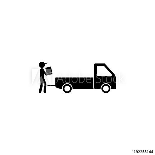 500x500 Man Collects Packing Boxes In A Pickup Truck Icon Element