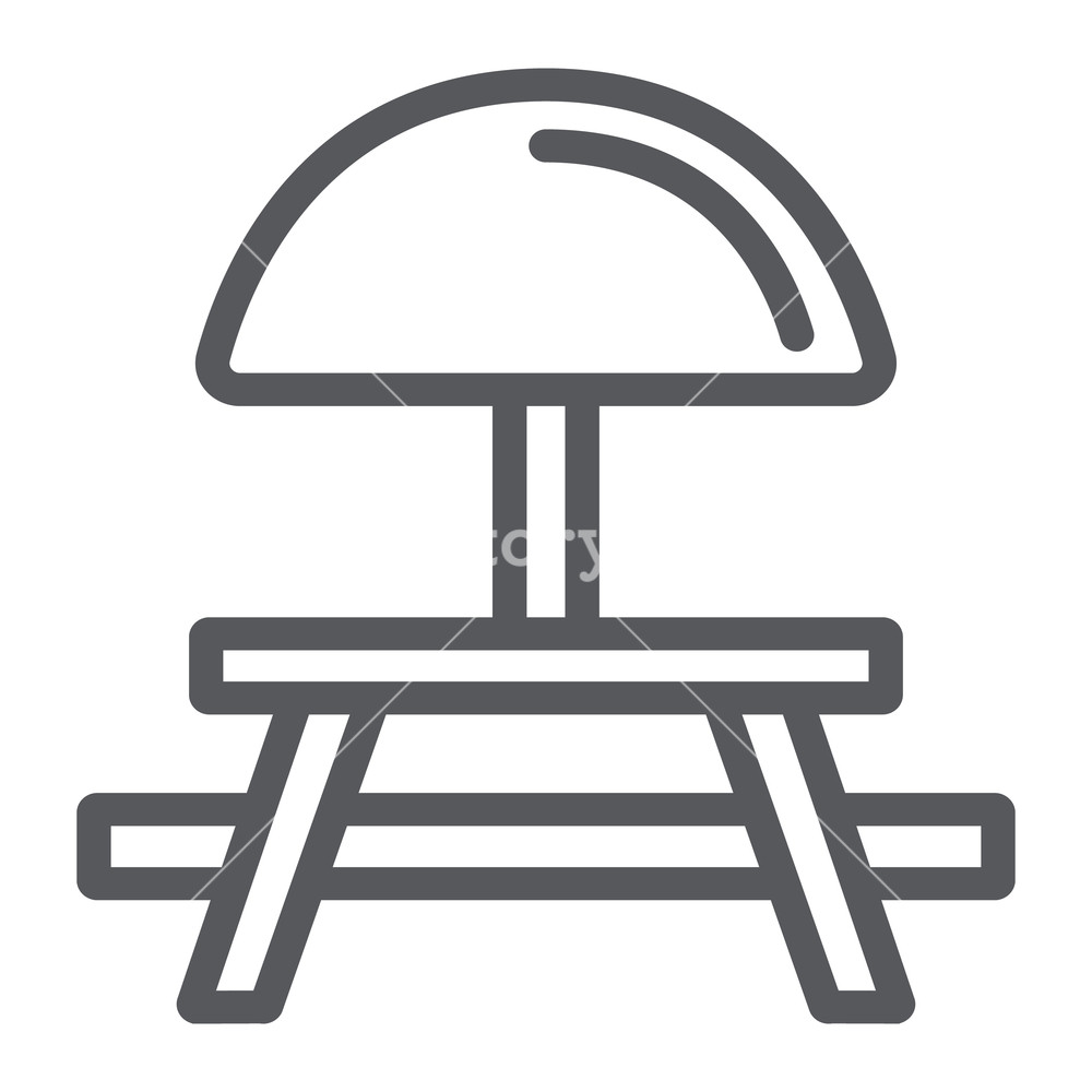 1000x1000 Camping Table Line Icon, Furniture And Travel, Picnic Table Sign
