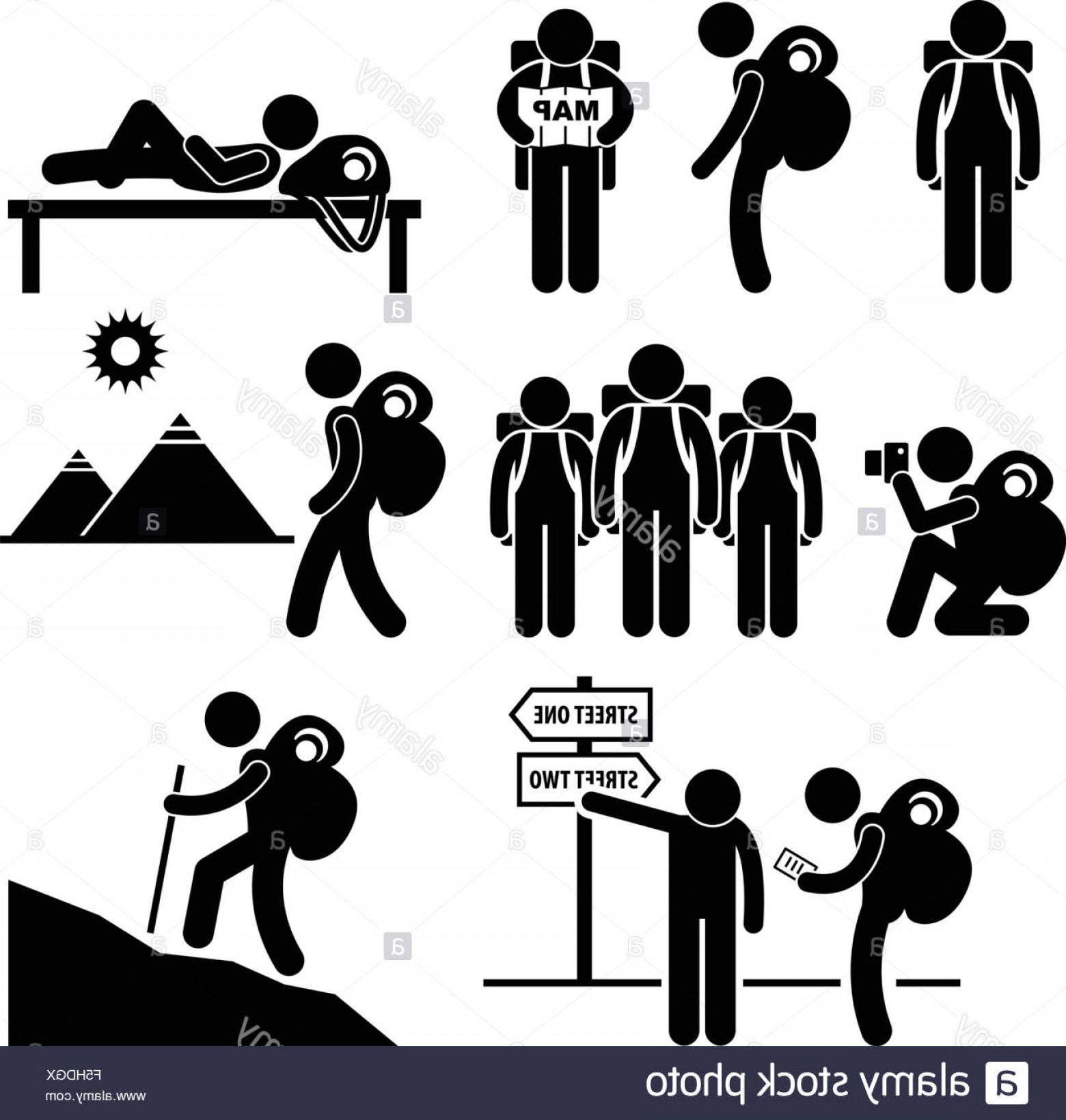 1560x1639 Stock Photo Backpack Traveler Explorer Stick Figure Pictogram Icon