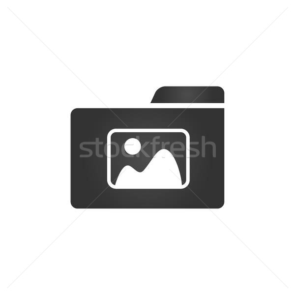 600x600 Folder Icon With Image Or Gallery Icon In Trendy Flat Style