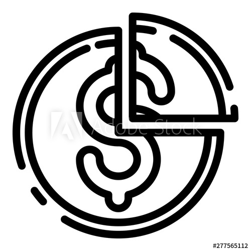 500x500 Dollar Coin Pie Icon Outline Dollar Coin Pie Vector Icon For Web