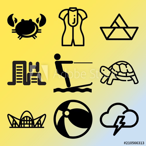 Vector Icon Set About Sea With Icons Related To Pier, Dramatic 500x500 Vector Icon Set About Sea With Icons Related To Pier, Dramatic