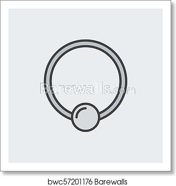 362x382 Ball Closure Ring Flat Icon Body Piercing Jewelry Sign, Art Print