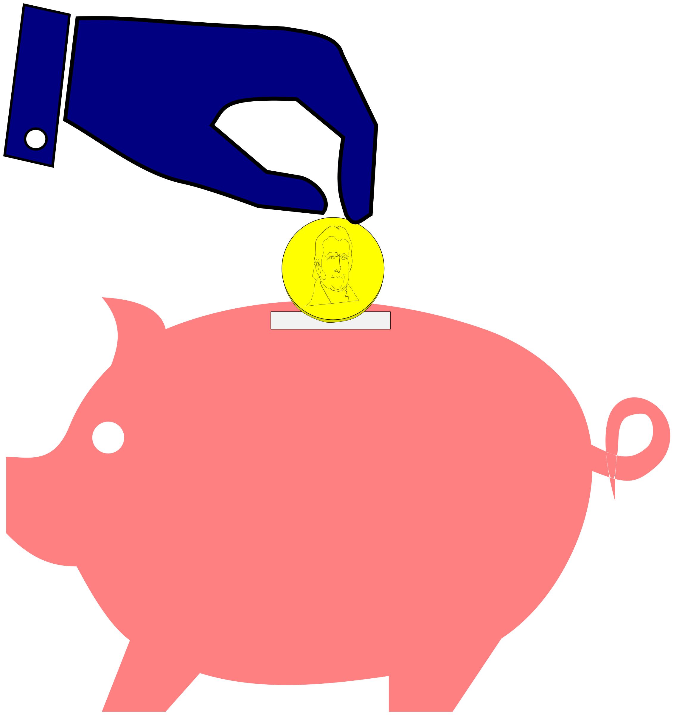 2289x2400 Piggybank Hand + Cons Png