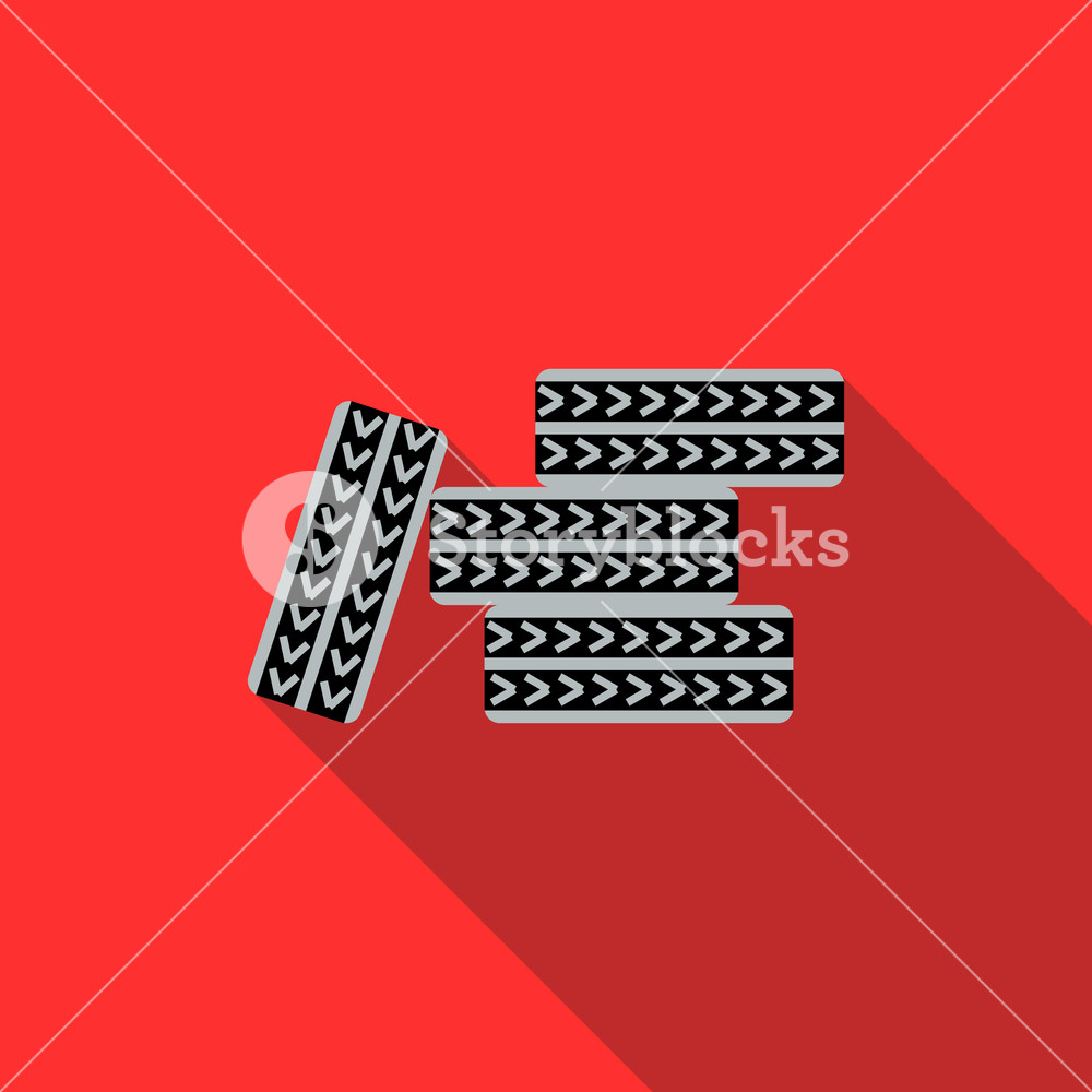 1000x1000 Tire Pile Icon In Flat Style With Long Shadow Royalty Free Stock