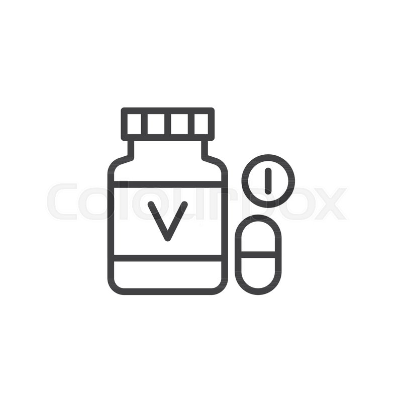 800x800 Vitamin Pills Bottle Outline Icon Stock Vector Colourbox