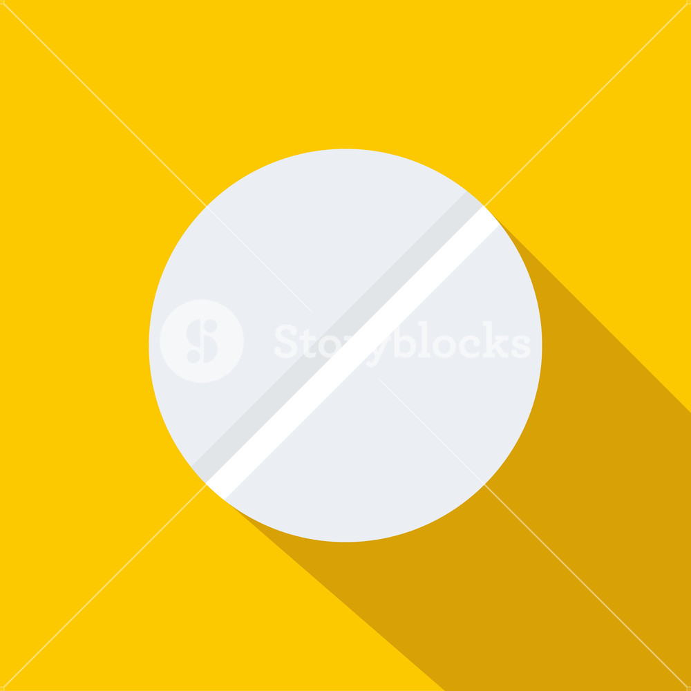 1000x1000 Pill Icon In Flat Style On A Yellow Background Royalty Free Stock