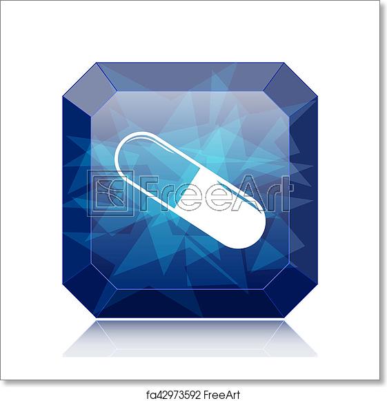 561x581 Free Art Print Of Pill Icon Pill Icon, Blue Website Button