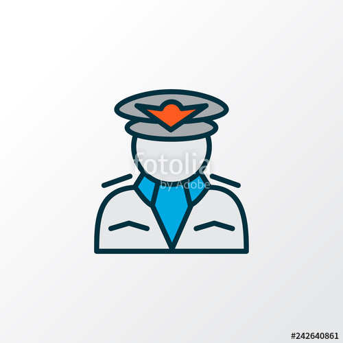 500x500 Pilot Icon Colored Line Symbol Premium Quality Isolated Captain
