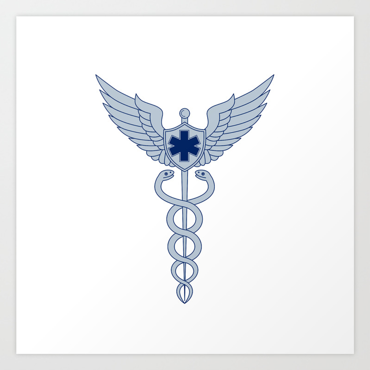 1500x1500 Caduceus With Pilot Wings Emt Star Icon Art Print