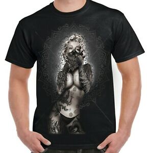 300x300 Mens Marilyn Monroe Tattoo T Shirt Pop Art Pin Up Girl Icon Black