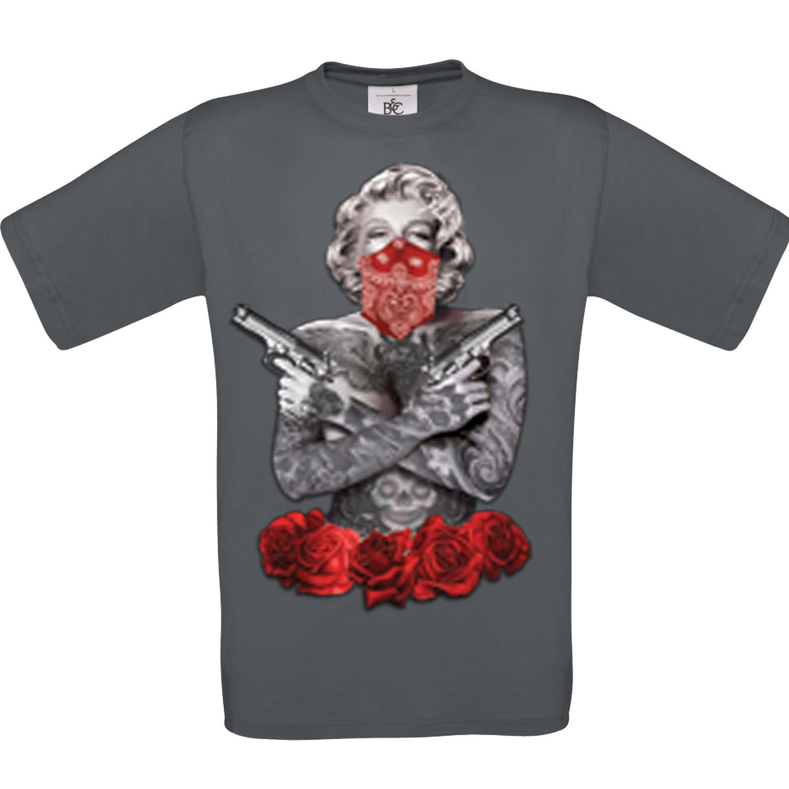 1600x1600 Mens T Shirt Marilyn Monroe Gangster Tattoo Wings Pop Art Pin Up