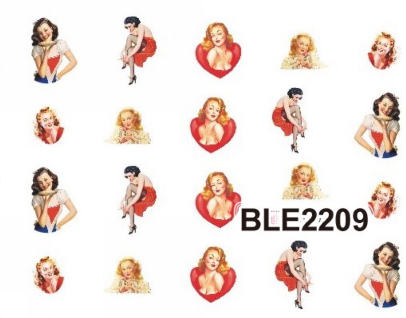 800x628 Pack Lot Water Decal Nail Art Nail Sticker Pin Up Girl Country