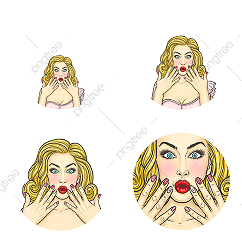 800x800 Vector Pop Art Avatar Icon Of Surprised Pin Up Girl Holding Her