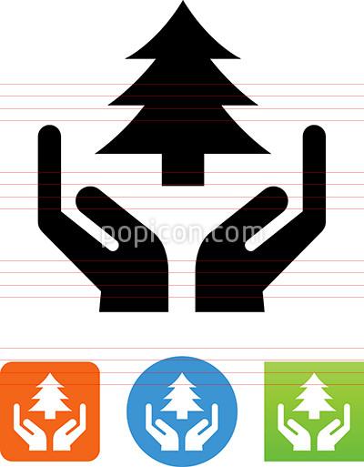 400x513 Hands Holding Pine Tree Icon