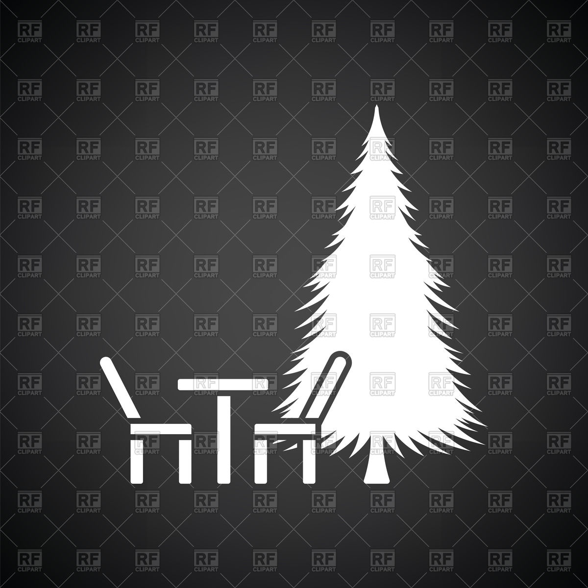 1200x1200 Park Seat And Pine Tree Icon Vector Image Of Icons And Emblems