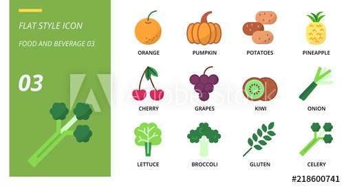 500x271 Flat Icon Pack For Food And Beverage, Orange, Pumpkin, Potatoes