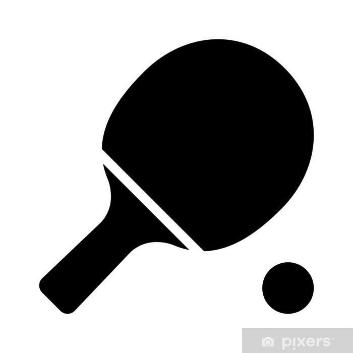 700x700 Ping Pong Table Tennis Paddle With Ball Flat Icon Poster Pixers