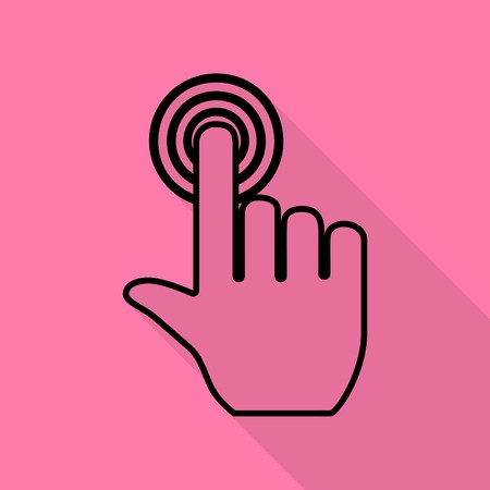 450x450 Hand Click On Button Black Icon With Flat Style Shadow Path