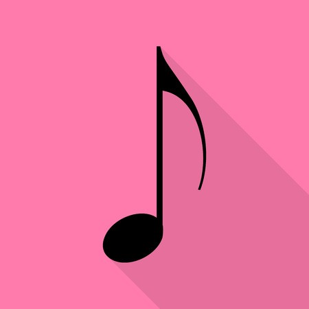 450x450 Music Note Sign Black Icon With Flat Style Shadow Path On Pink
