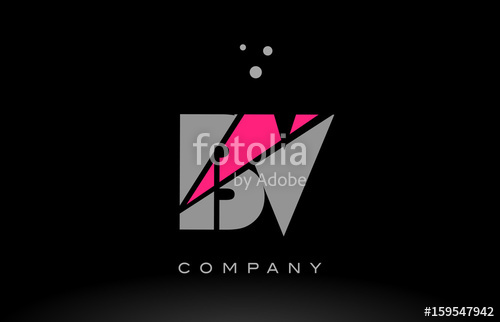 500x322 Bv B V Alphabet Letter Logo Pink Grey Black Icon Stock Image