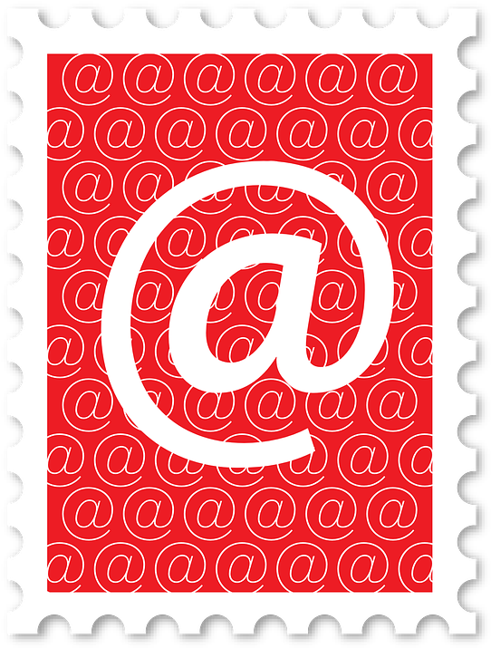 542x715 Mail Stamp At Sign Post Red Email