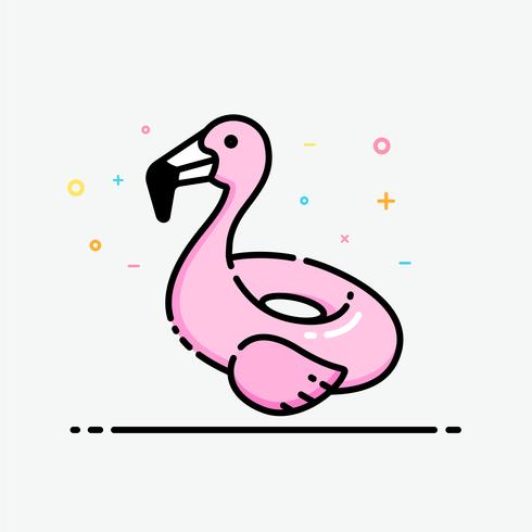 490x490 Flamingo Pool Swim Ring Icon In Flat Line Style Cute Pink