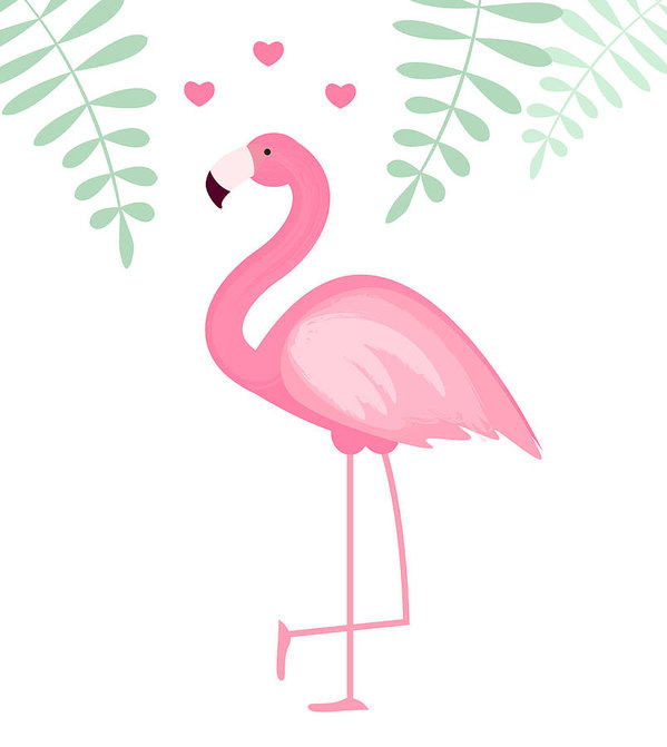 599x671 Cute Pink Flamingo Icon Vector Illustration Art Print