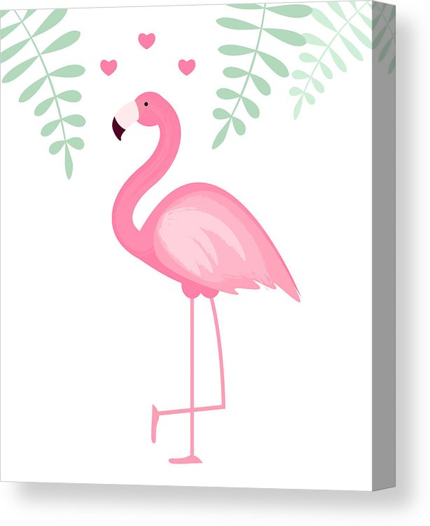 614x750 Cute Pink Flamingo Icon Vector Illustration Canvas Print Canvas
