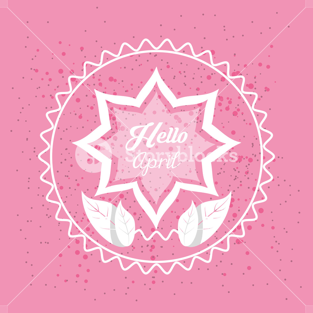 1000x1000 Hello April Design With Decorative Frame And Shape Of Flower Icon