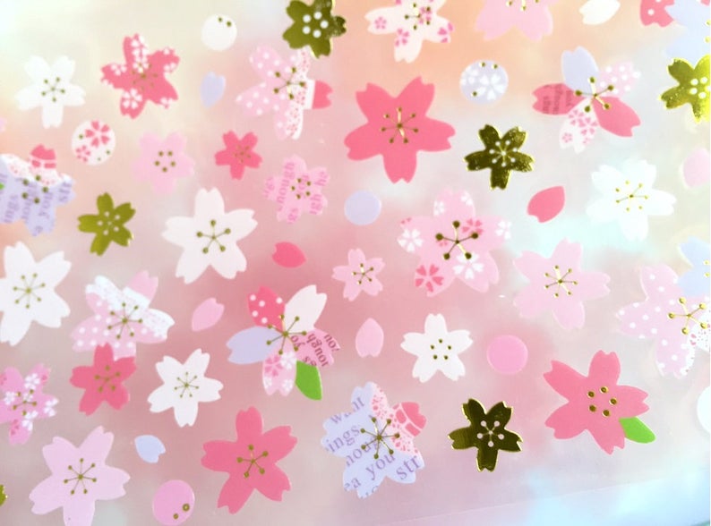 794x588 Pretty Sakura Sticker Pink Flower Cherry Blossom Sticker Etsy
