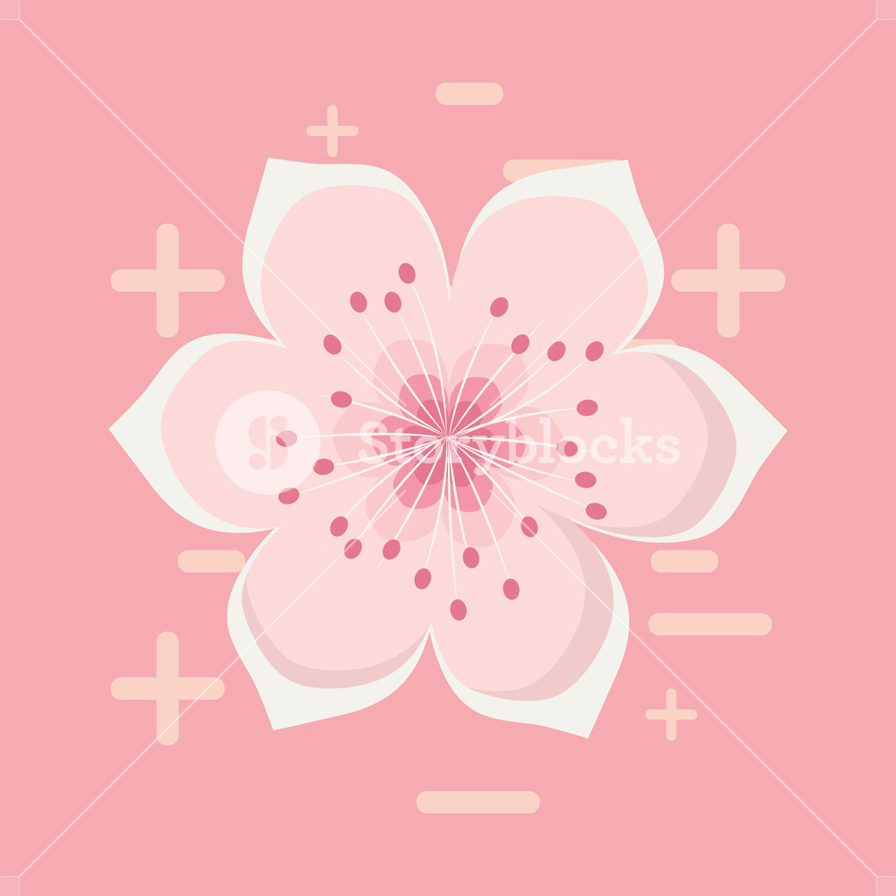 1000x1000 Blossom Flower Icon Over Pink Background, Colorful Design Vector