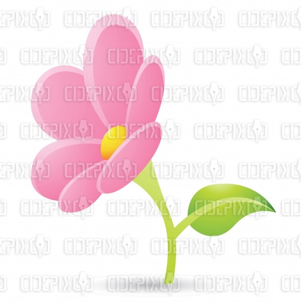 588x590 Cartoon Green Leaf And Pink Flower Icon Cidepix