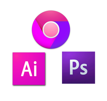 Pink Google Chrome, Illustrator, Photoshop Icons 361x339 Pink Google Chrome, Illustrator, Photoshop Icons