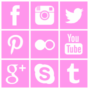 300x300 Free Square Pink Social Media Icons Set