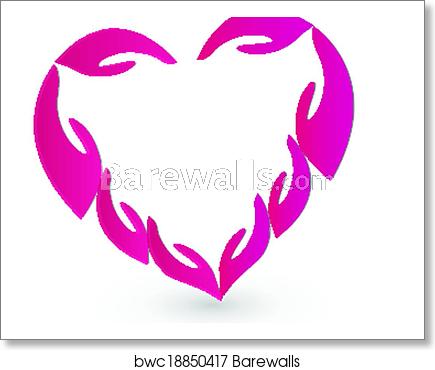 435x370 Hands In Pink Heart Logo Vector, Art Print Barewalls Posters