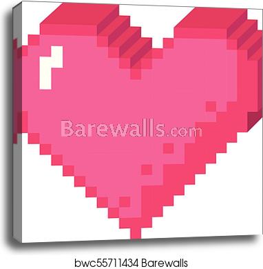382x390 Pixel Heart Icon, Canvas Print Barewalls Posters Prints