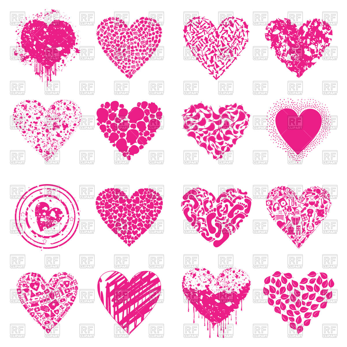 1200x1200 Set Of Pink Hearts Icons Vector Image Of Signs, Symbols, Maps