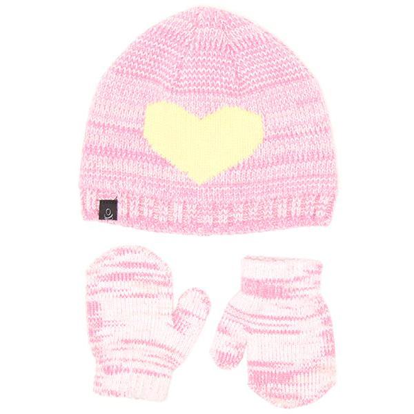 600x600 Toddler Girls Heart Icon Beanie Mittens Set