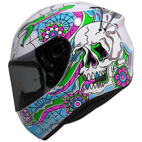 480x480 Mt Targo Dagger Skull Whiteluepink Full Face Motorcycle Helmet