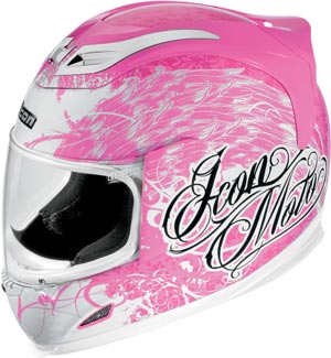 300x325 Womens Pink Motorcycle Helmet Icon Airframe Street Angel