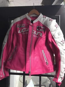 225x300 Icon Kitty Motorcycle White Pink Two Tone Jacket Size L Ebay