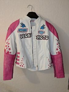 225x300 Women's Icon Bombshell Go Go Leather Motorcycle Jacket, Size S