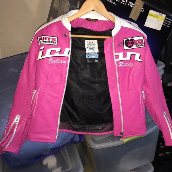 580x580 Icon Jackets Coats Pink And White Leather Riding Jacket Poshmark