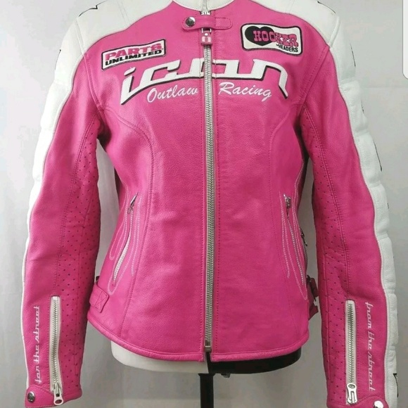 580x580 Icon Jackets Coats Womens Pink Kitty Jacket Padded Leather