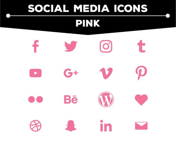 570x456 Social Media Icons Pink Icon Pack Png For Web Blog Etsy