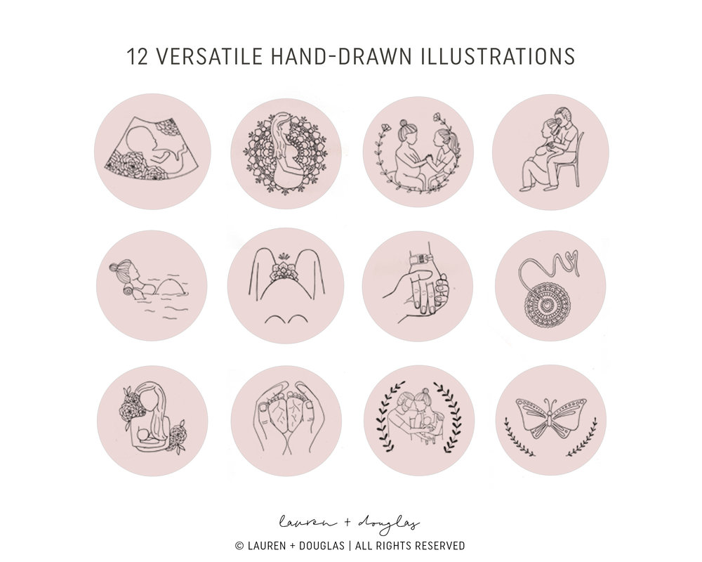 1000x800 Pink, Instagram Story Highlight Covers, Set Of Icon Designs