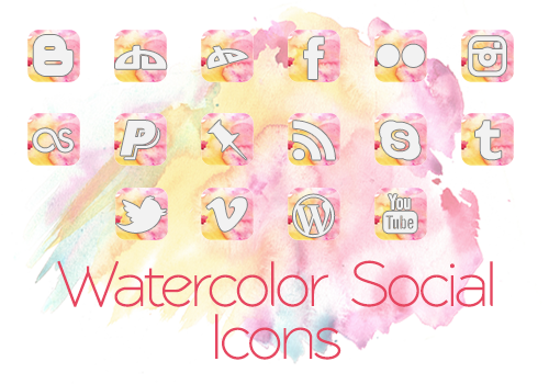 500x350 Watercolor Social Icons